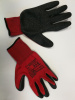 Перчатки из красного полиэстра со вспененным черным покрытием на ладони, 13 класс р.9 (мин.риски)